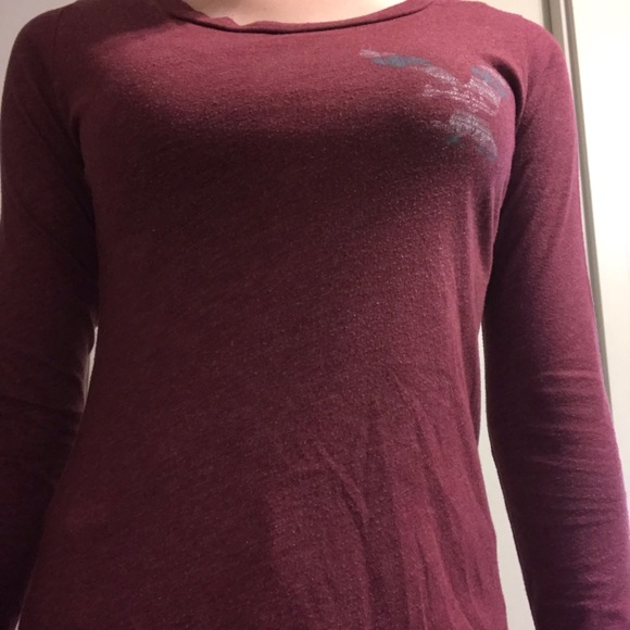 Long sleeve casual maroon tee - Picture 1 of 2